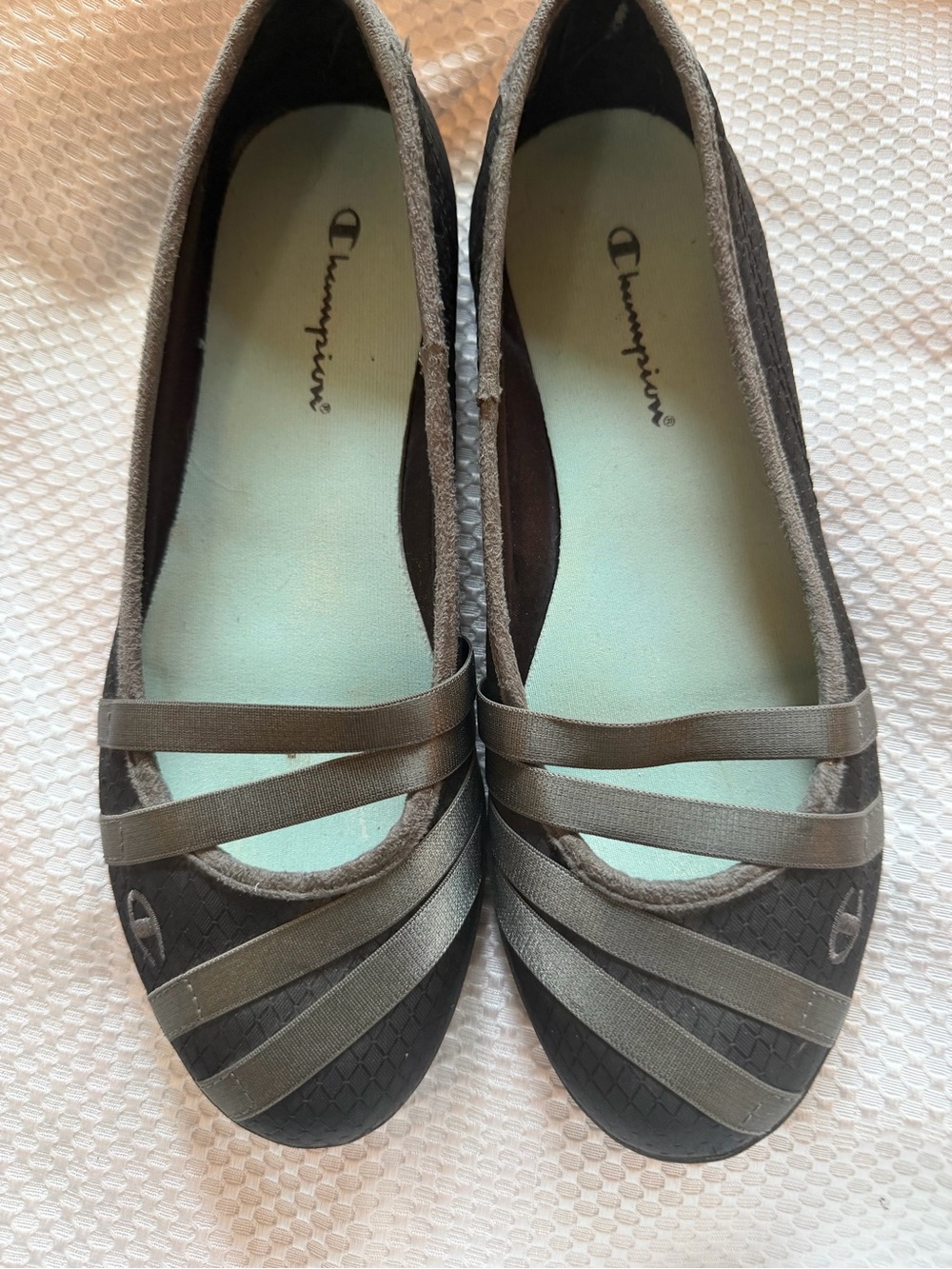 Champion Olive Ballet Flats with Mint Insole and Straps